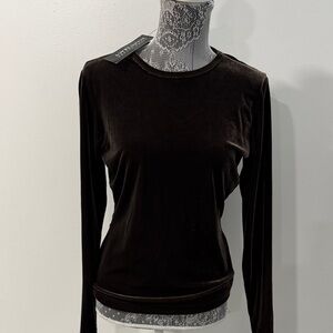 Elegant Black Velvet Long Sleeve Top